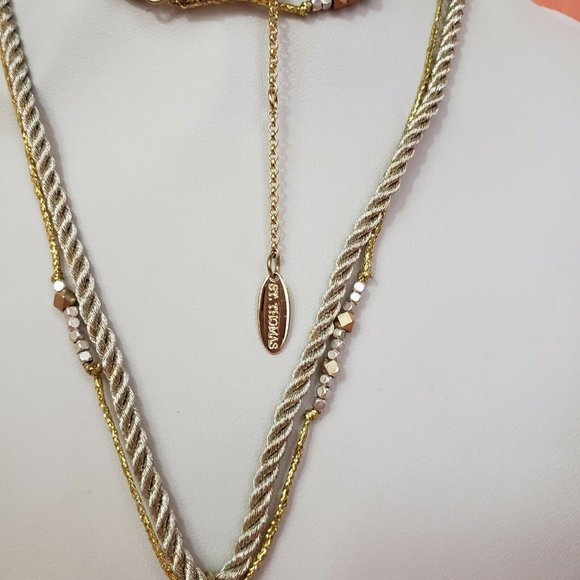 St. Thomas Gold Rope Necklace With Gold Tone Pendant - Picture 5 of 12